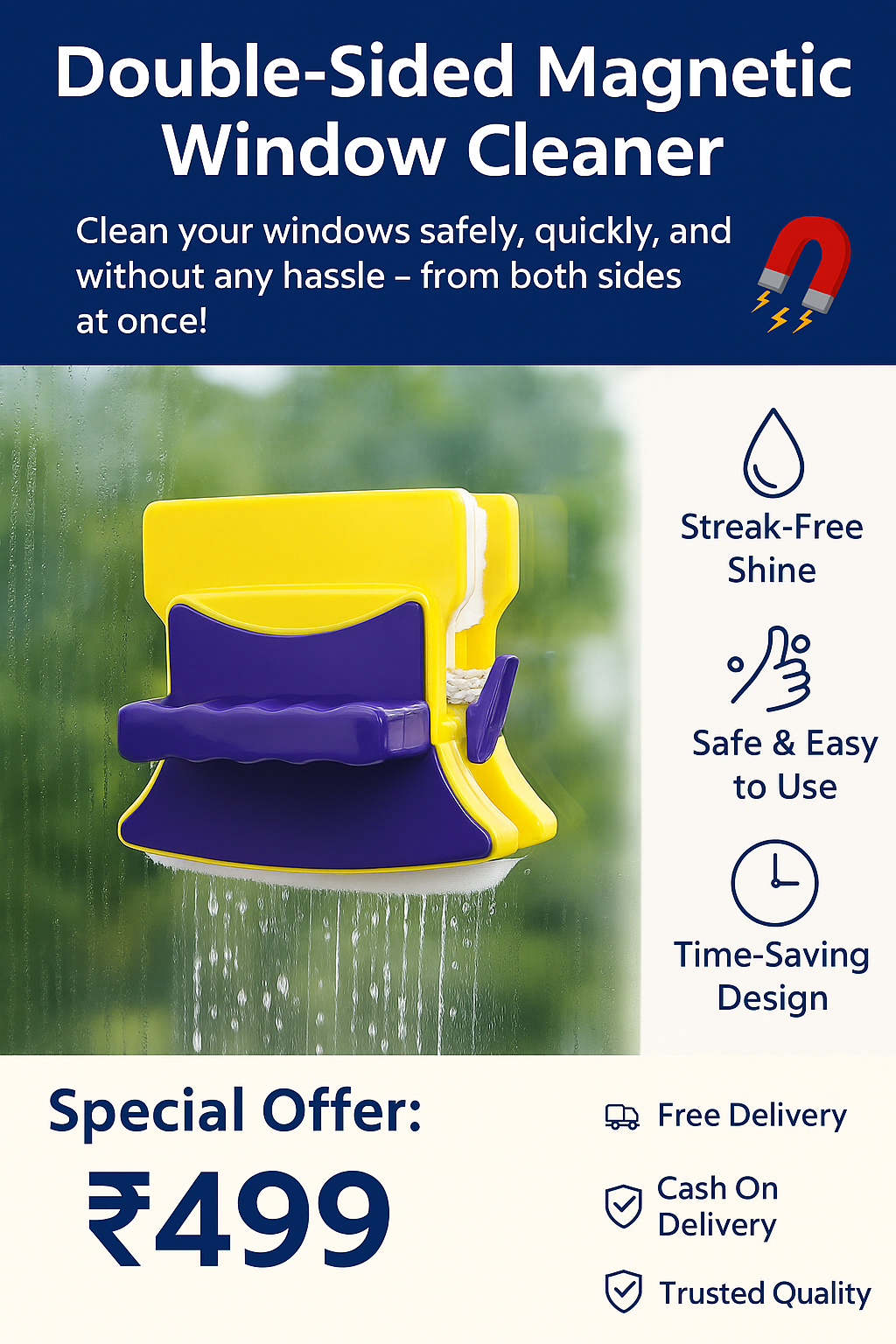 Double sided Magnetic window cleaner